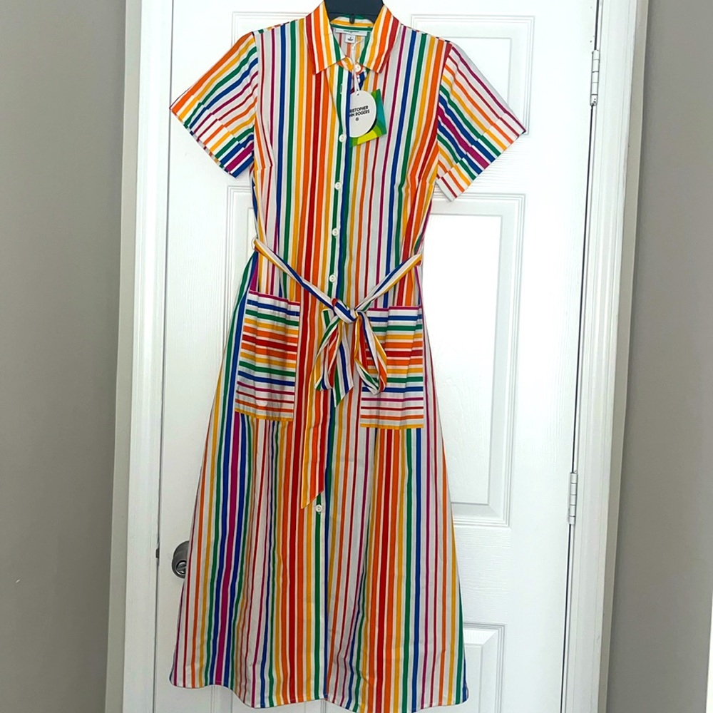 New! Christopher John Rogers Rainbow Dress. NWT. sz 0